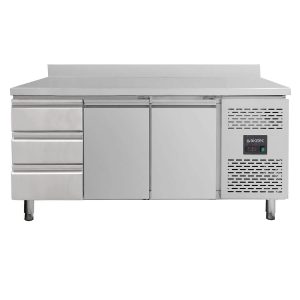 Tavolo refrigerato / 2 porte e 3 cassetti a sinistra con alzatina – Monoblocco, 1795 x 700 mm