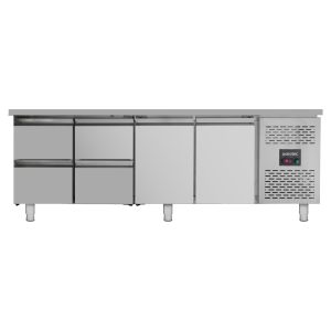 Tavolo refrigerato / 2 porte e 4 cassetti – Monoblocco, 2230 x 700 mm