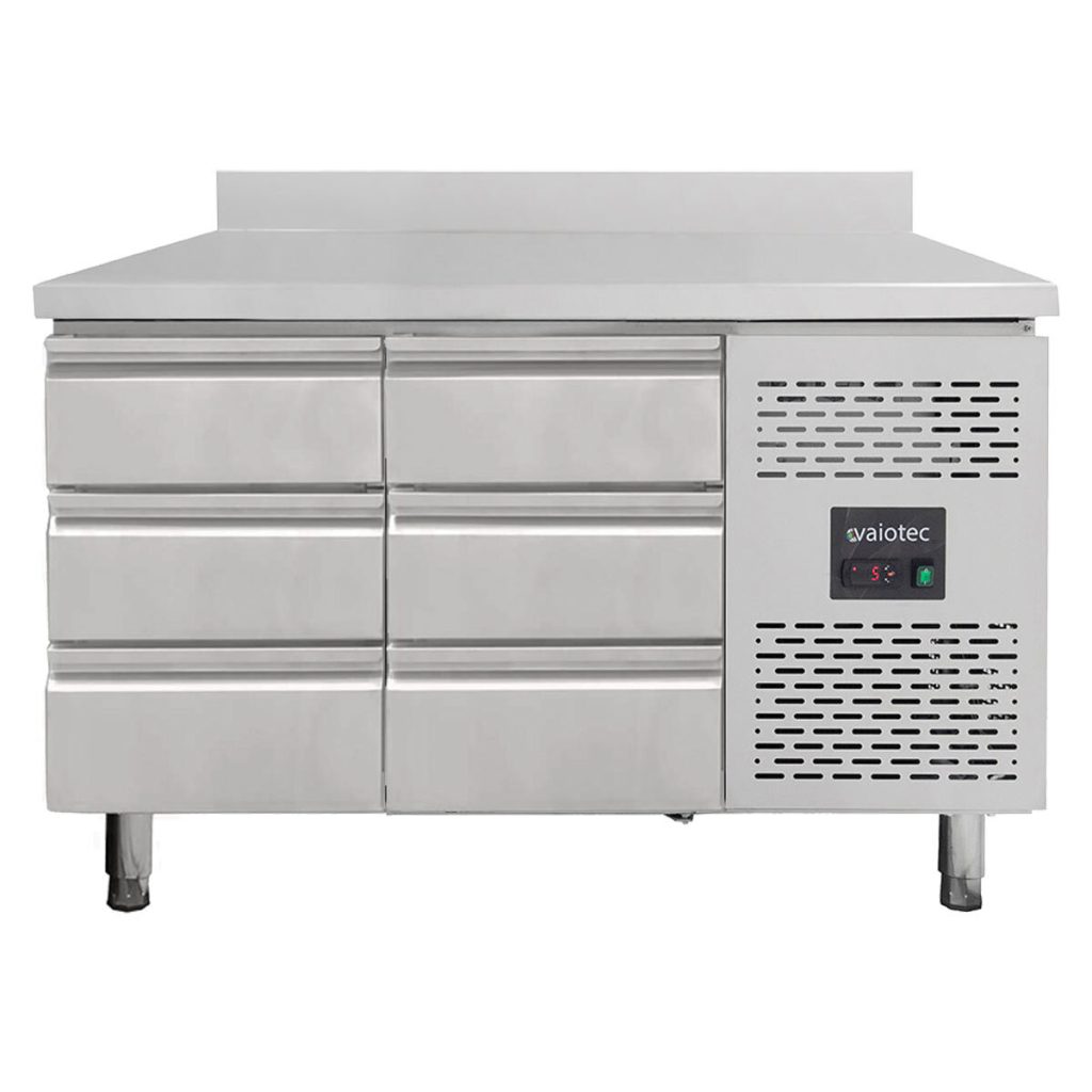 Tavolo refrigerato / 6 cassetti con alzatina – Monoblocco, 1360 x 700 mm