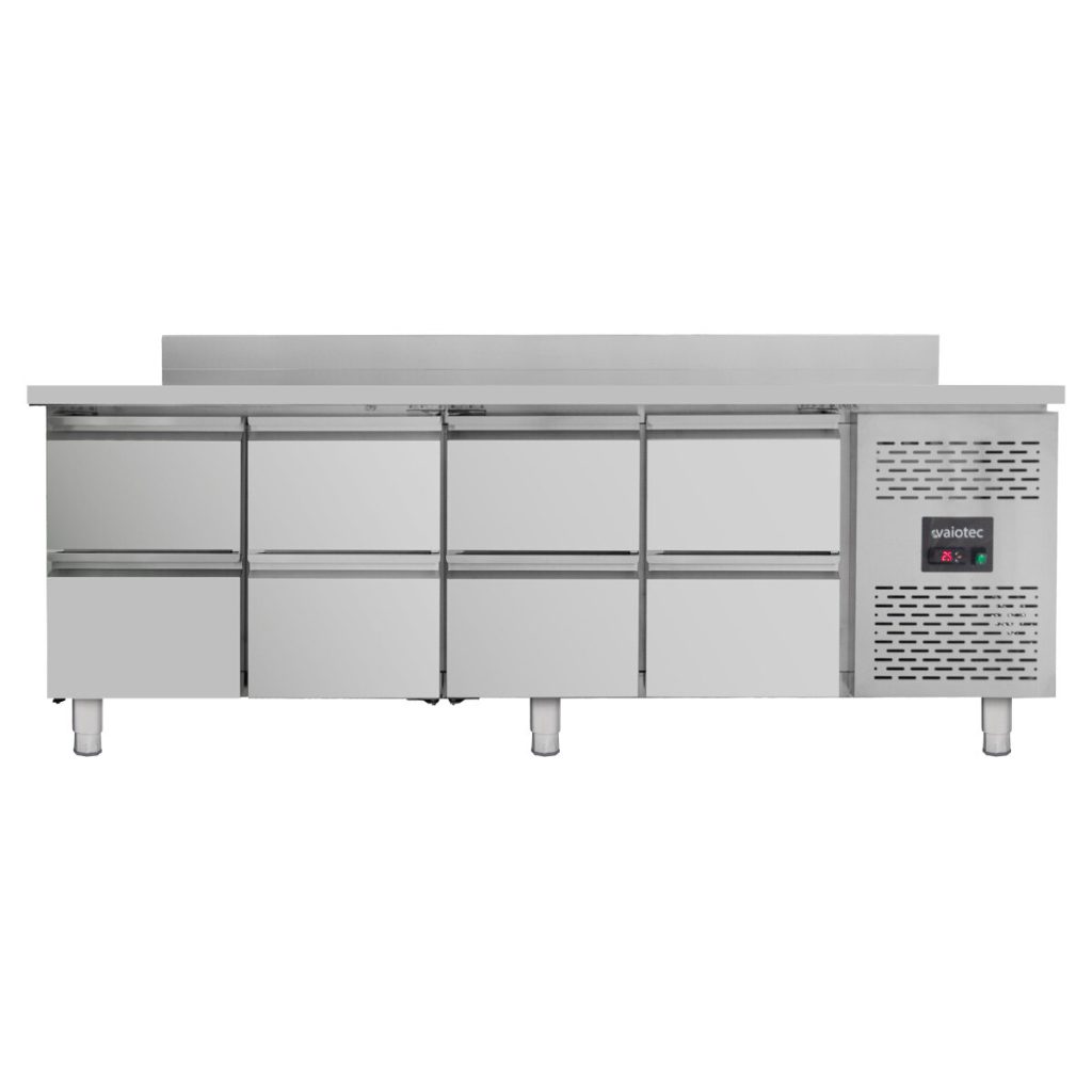 Tavolo refrigerato / 8 cassetti con alzatina – Monoblocco, 2230 x 700 mm
