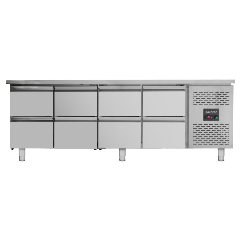 Tavolo refrigerato / 8 cassetti – Monoblocco, 2230 x 700 mm