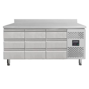 Tavolo refrigerato / 9 cassetti con alzatina – Monoblocco, 1795 x 700 mm
