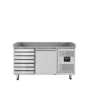 Tavolo Pizza Refrigerato / 1 porta & 7 cassetti “grigio”, 1510 x 800 mm