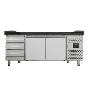 Tavolo refrigerato per pizza EASYLINE / 2 porte e 7 cassetti “nero”, 2020 x 800 mm