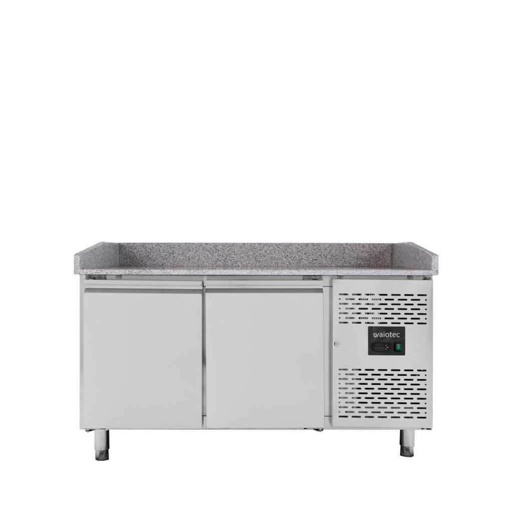 Tavolo pizza refrigerato / 2 porte “nero” con vetrina GN1/3, 1510 x 800 mm