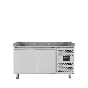 Tavolo pizza refrigerato / 2 porte "nero" con vetrina GN1/3, 1510 x 800 mm