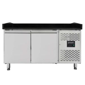 Tavolo pizza refrigerato / 2 porte "nero" con vetrina GN1/4, 1510 x 800 mm