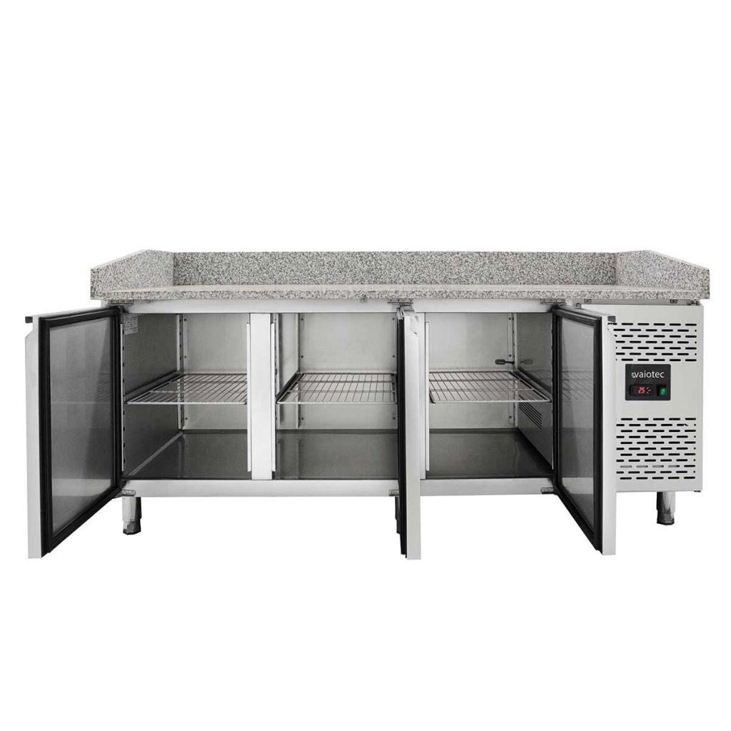 Tavolo pizza refrigerato / 3 porte “grigio” con vetrina GN1/3, 2020 x 800 mm