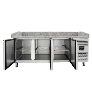 Tavolo pizza refrigerato / 3 porte "grigio" con vetrina GN1/3, 2020 x 800 mm