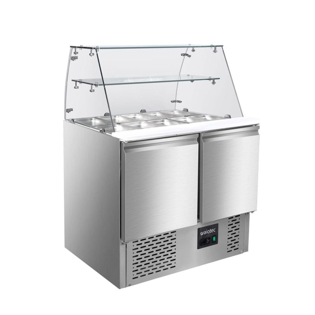Saladette / 2 vani con vetrina rettangolare, 900 x 700 mm