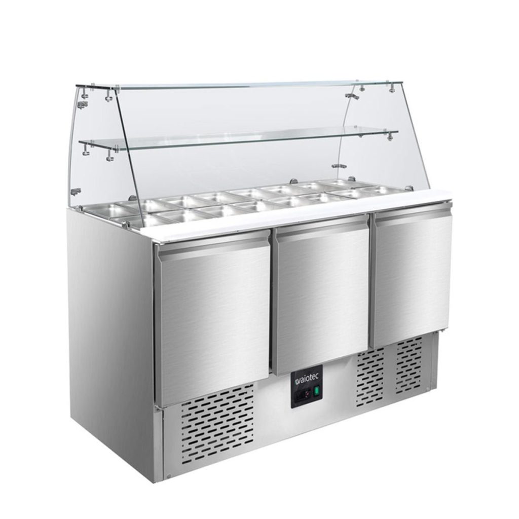 Saladette / 3 vani con vetrina rettangolare, 1365 x 700 mm
