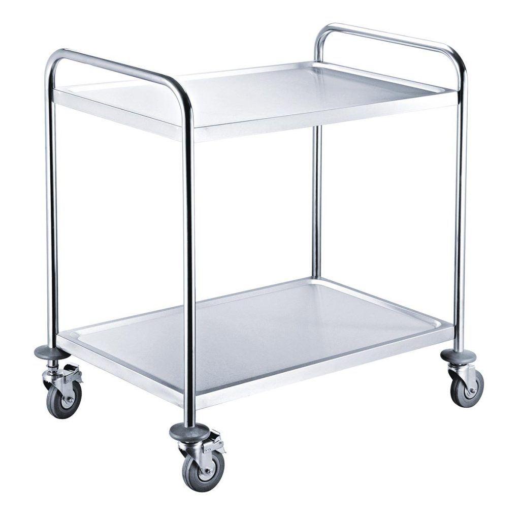 Carrello di servizio EASYLINE in acciaio inox / 2 ripiani, 860 x 540 mm