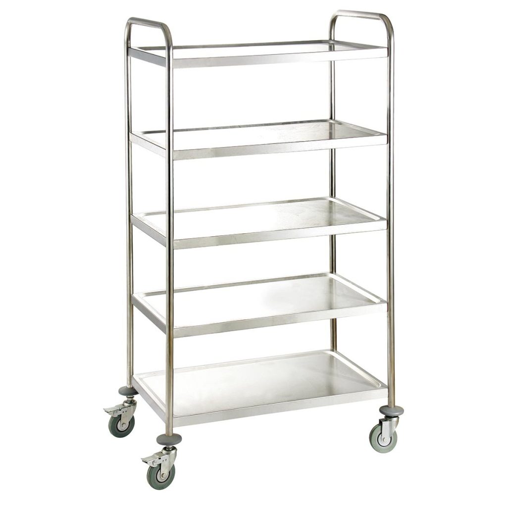 Carrello di servizio EASYLINE in acciaio inox / 5 ripiani, 860 x 540 mm