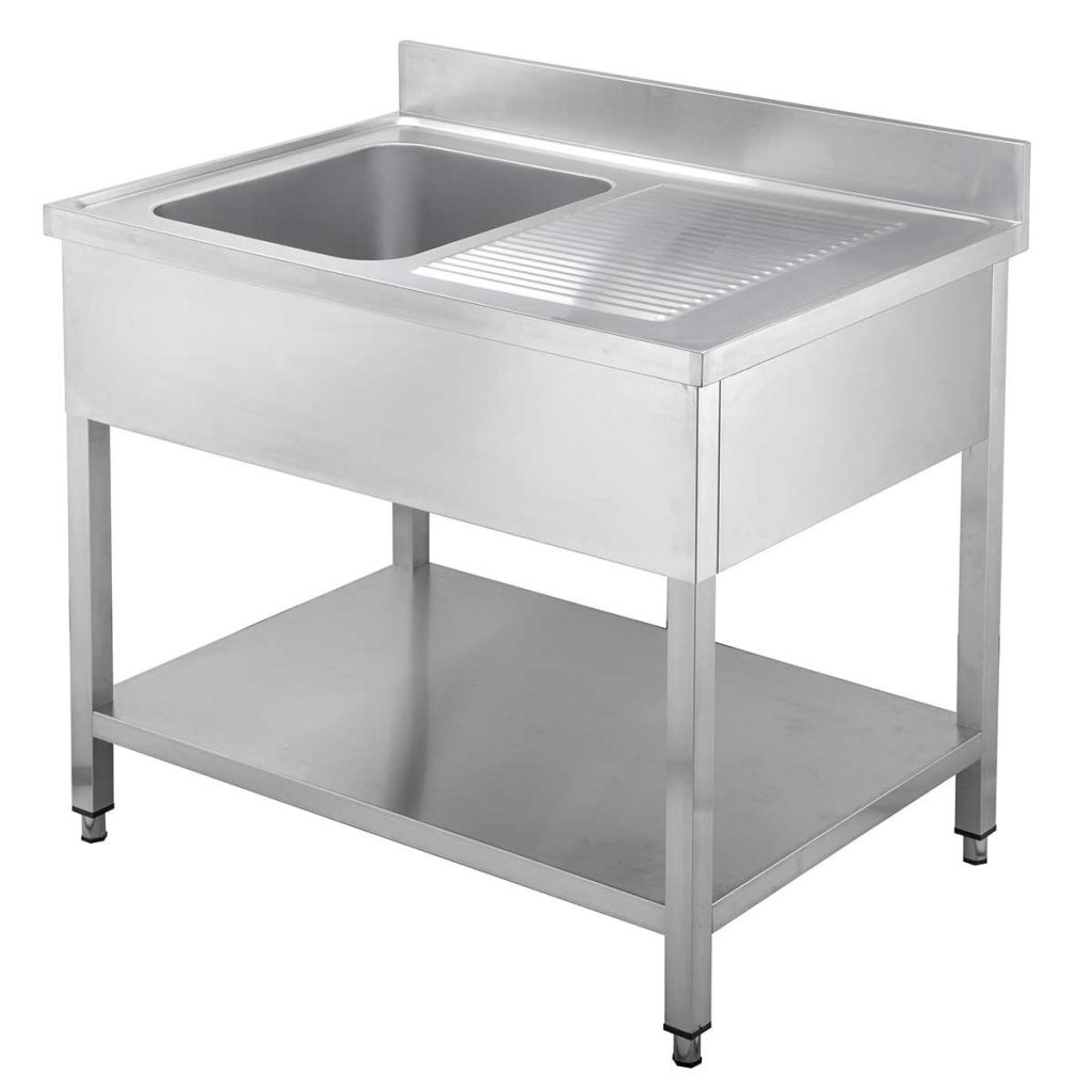 Tavolo lavello EASYLINE / 1 vasca a sinistra con gocciolatoio, 1200 x 700 mm