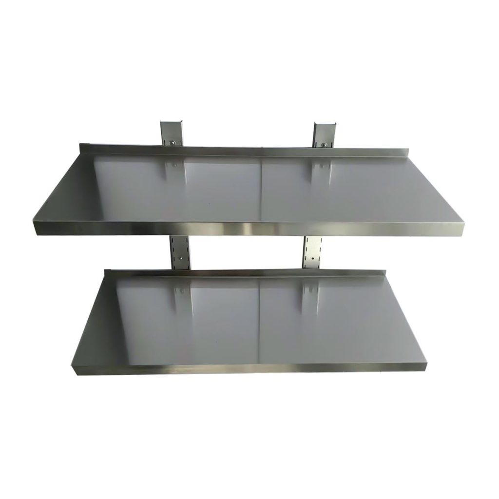 Mensola a parete EASYLINE con staffe di fissaggio / 2 piani, 1400 x 300 mm