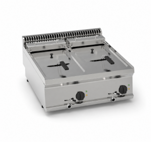 Friggitrice elettrica vasca doppia 8+8lt con scambiatori di calore in vasca top – cestelli e coperchi inclusi
