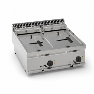 Friggitrice elettrica vasca doppia 8+8lt con scambiatori di calore in vasca top – cestelli e coperchi inclusi