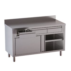 Armadio da lavoro TOPLINE / 2 ante scorrevoli, 2 cassetti superiori, con alzatina, 1000 x 600 mm