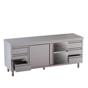 Armadio da lavoro TOPLINE / 2 ante scorrevoli con 3 cassetti a sinistra e 3 a destra, 1800 x 600 mm