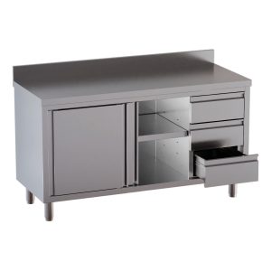 Armadio da lavoro TOPLINE / 2 porte scorrevoli, 3 cassetti a destra e alzata posteriore, 1800 x 600 mm