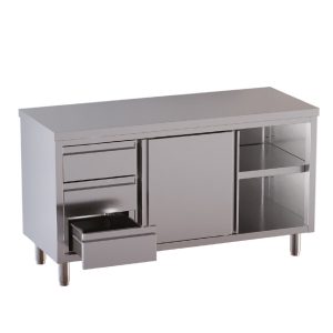 Armadio da lavoro TOPLINE / 2 ante a battente e 3 cassetti a sinistra, 1400 x 600 mm
