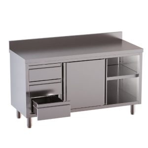 Armadio da lavoro TOPLINE / 2 ante scorrevoli, 3 cassetti a sinistra e alzatina, 1500 x 700 mm