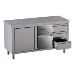 Armadio da lavoro TOPLINE / 1 anta battente e 3 cassetti a destra, 1200 x 700 mm