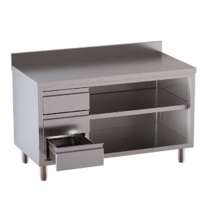 Armadio da lavoro TOPLINE / aperto, con 3 cassetti a sinistra e alzatina, 1800 x 600 mm