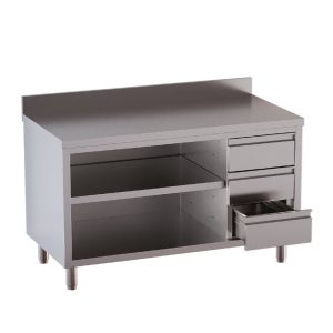Armadio da lavoro TOPLINE / aperto, con 3 cassetti a destra e alzatina, 1200 x 600 mm