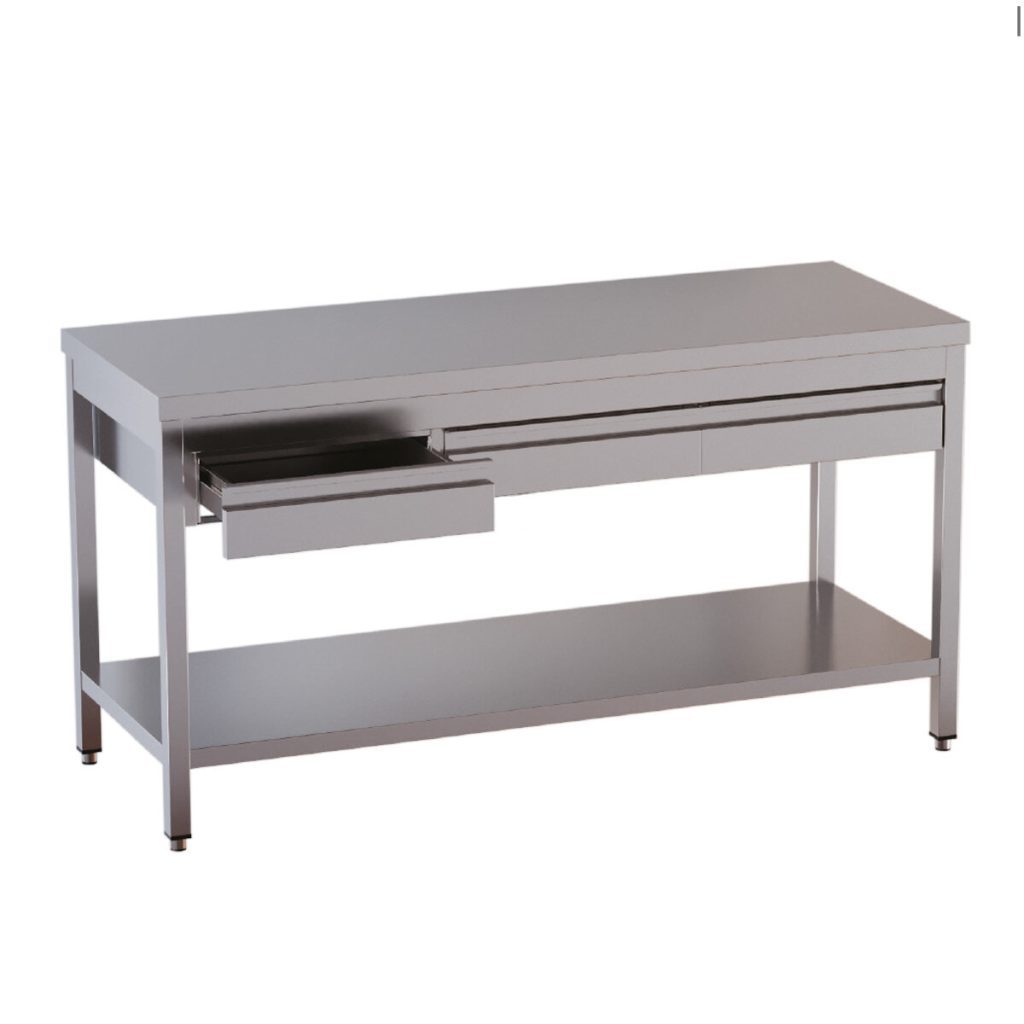 Tavolo da lavoro TOPLINE / fondo, 2 cassetti, 1200 x 700 mm