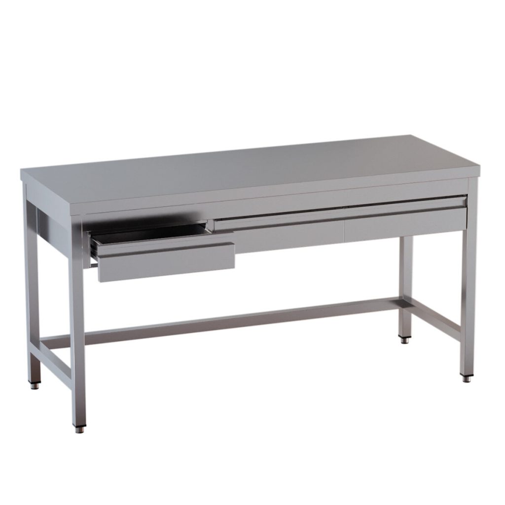 Tavolo da lavoro TOPLINE / a giorno (passante), 4 cassetti, 1800 x 600 mm