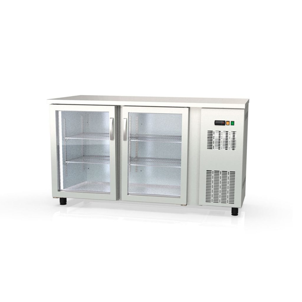 Banco frigo bar TOPLINE inox / 2 porte in vetro, 1485 x 530 mm