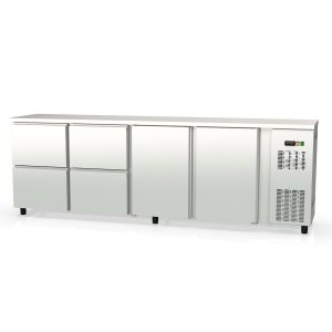 Banco frigo bar TOPLINE inox / 2 porte e 4 cassetti, 2565 x 530 mm