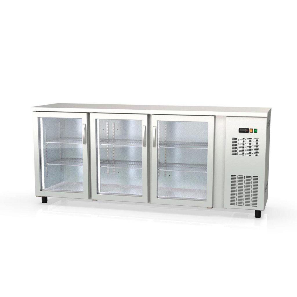 Banco frigo bar TOPLINE inox / 3 porte in vetro, 2025 x 530 mm
