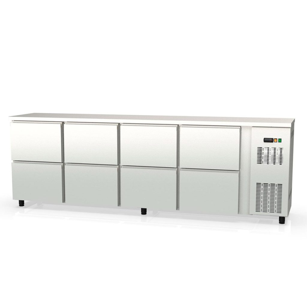Banco frigo bar TOPLINE inox / 8 cassetti, 2565 x 530 mm