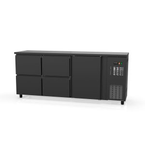 Banco frigo bar TOPLINE nero / 1 porta e 4 cassetti, 2025 x 530 mm