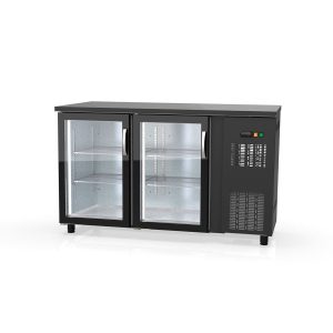 Banco frigo bar TOPLINE nero / 2 porte in vetro, 1485 x 530 mm