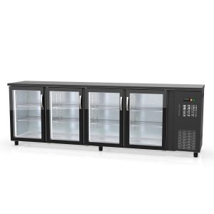 Banco frigo bar TOPLINE nero / 4 porte in vetro, 2565 x 530 mm