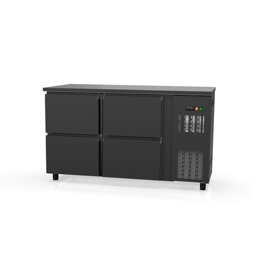 Banco frigo bar TOPLINE nero / 4 cassetti, 1485 x 530 mm