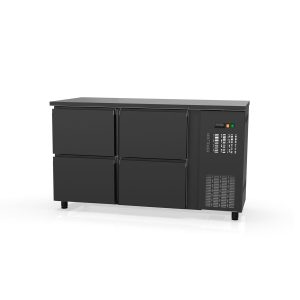 Banco frigo bar TOPLINE nero / 4 cassetti, 1485 x 530 mm