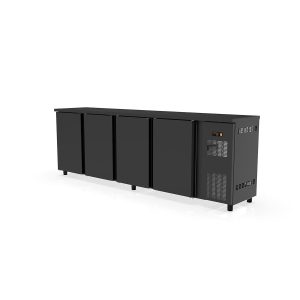Banco frigo bar TOPLINE nero / 4 porte, 2565 x 530 mm