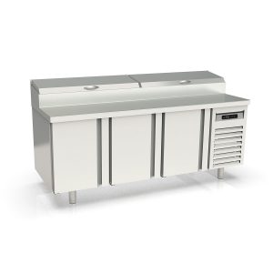 Tavolo pizza refrigerato / 3 porte "nero" con vetrina GN1/3, 2020 x 800 mm