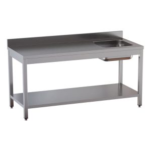 Tavolo chef TOPLINE / vasca a destra con alzatina, 1600 x 600 mm