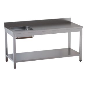 Tavolo chef TOPLINE / vasca a sinistra con alzatina, 1400 x 700 mm