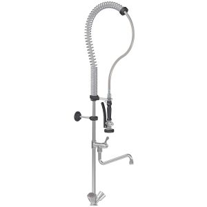 Doccetta lavastoviglie TOPLINE con rubinetto orientabile, 2 valvole miscelatrici e ritrazione automatica – Monoforo, 140 x 350 mm