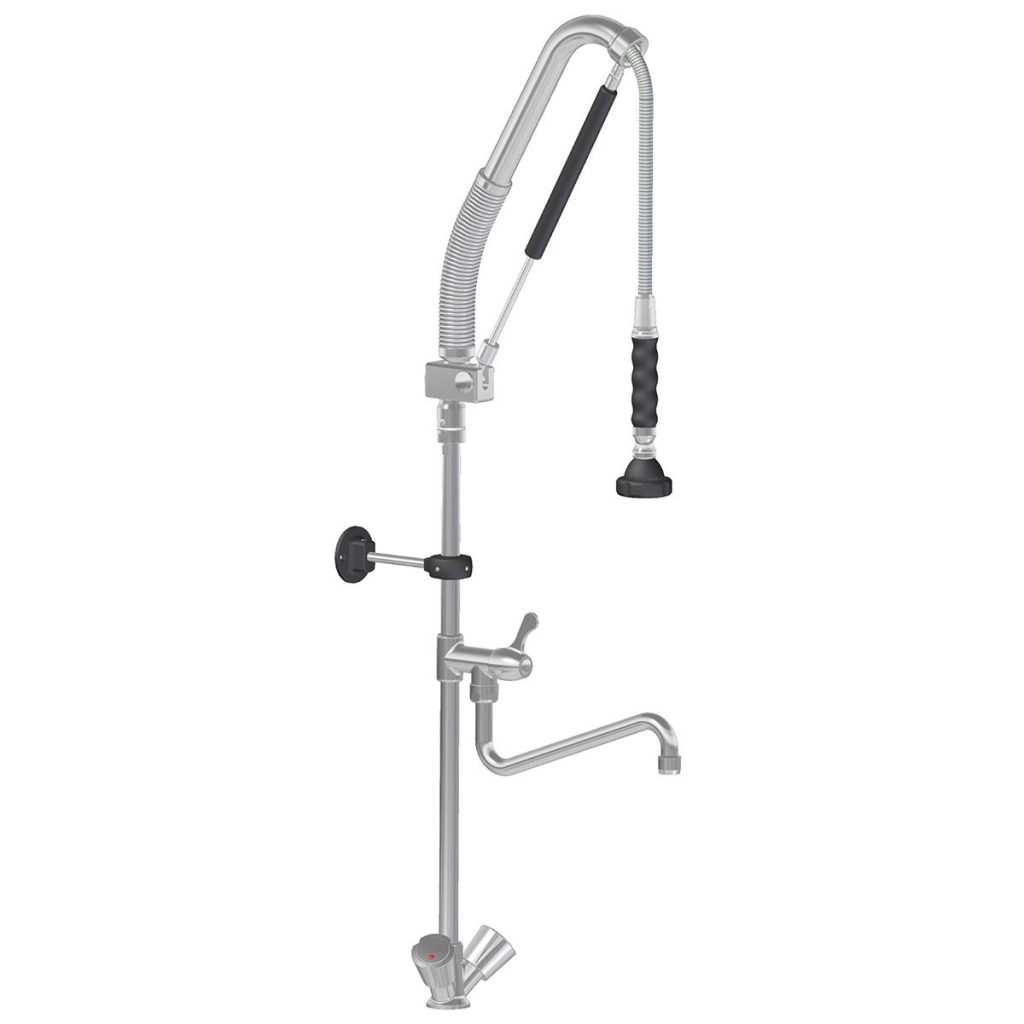 Doccetta lavastoviglie TOPLINE con rubinetto orientabile e 2 valvole miscelatrici – Monoforo, 105 x 350 mm