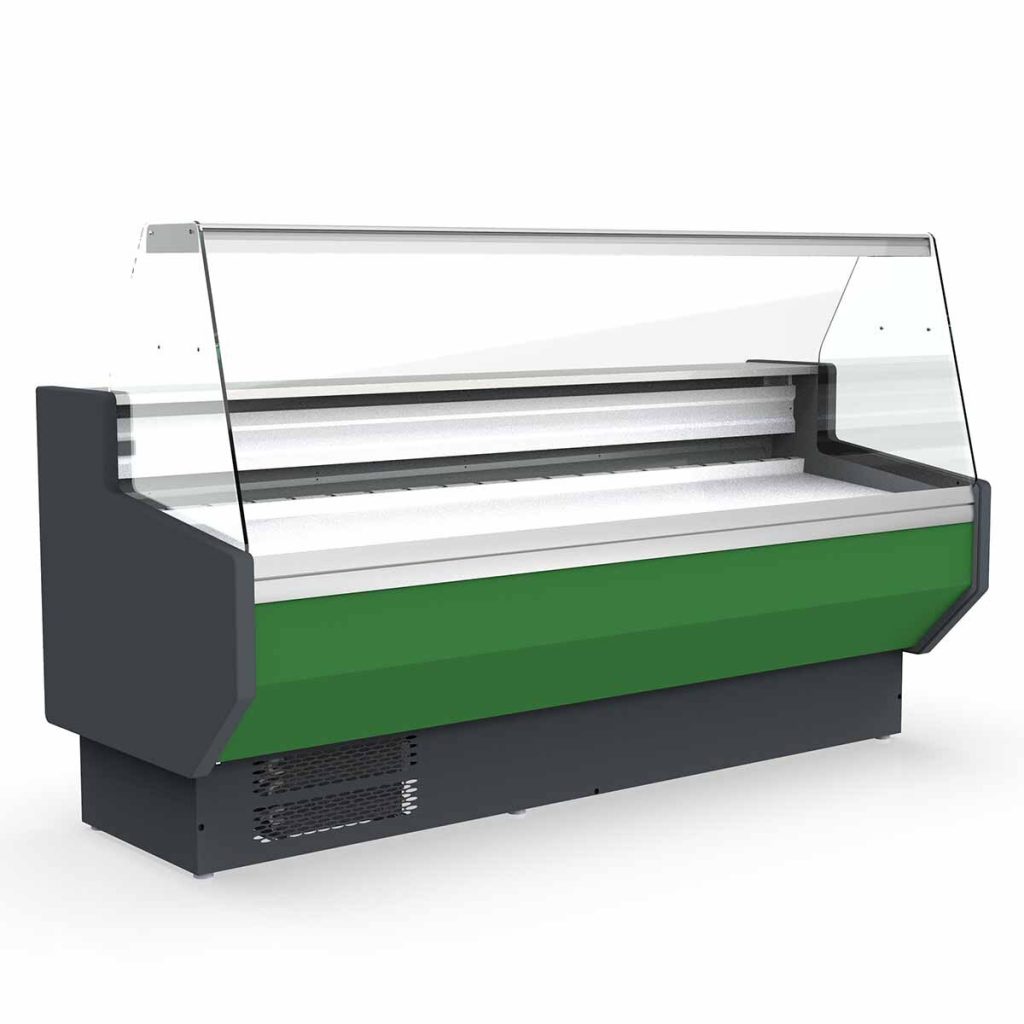 Banco refrigerato TOPLINE 100 – vetro frontale dritto “verde”, 1025 x 800 mm