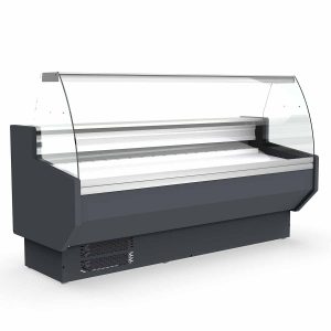 Banco refrigerato TOPLINE 200 – vetro frontale curvo “grigio”, 1985 x 800 mm