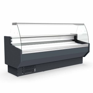 Banco refrigerato TOPLINE 250 – vetro frontale curvo “grigio”, 2465 x 800 mm