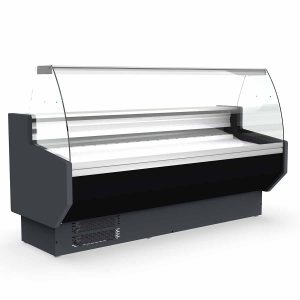 Banco refrigerato TOPLINE 250 – vetro frontale curvo “nero”, 2465 x 800 mm